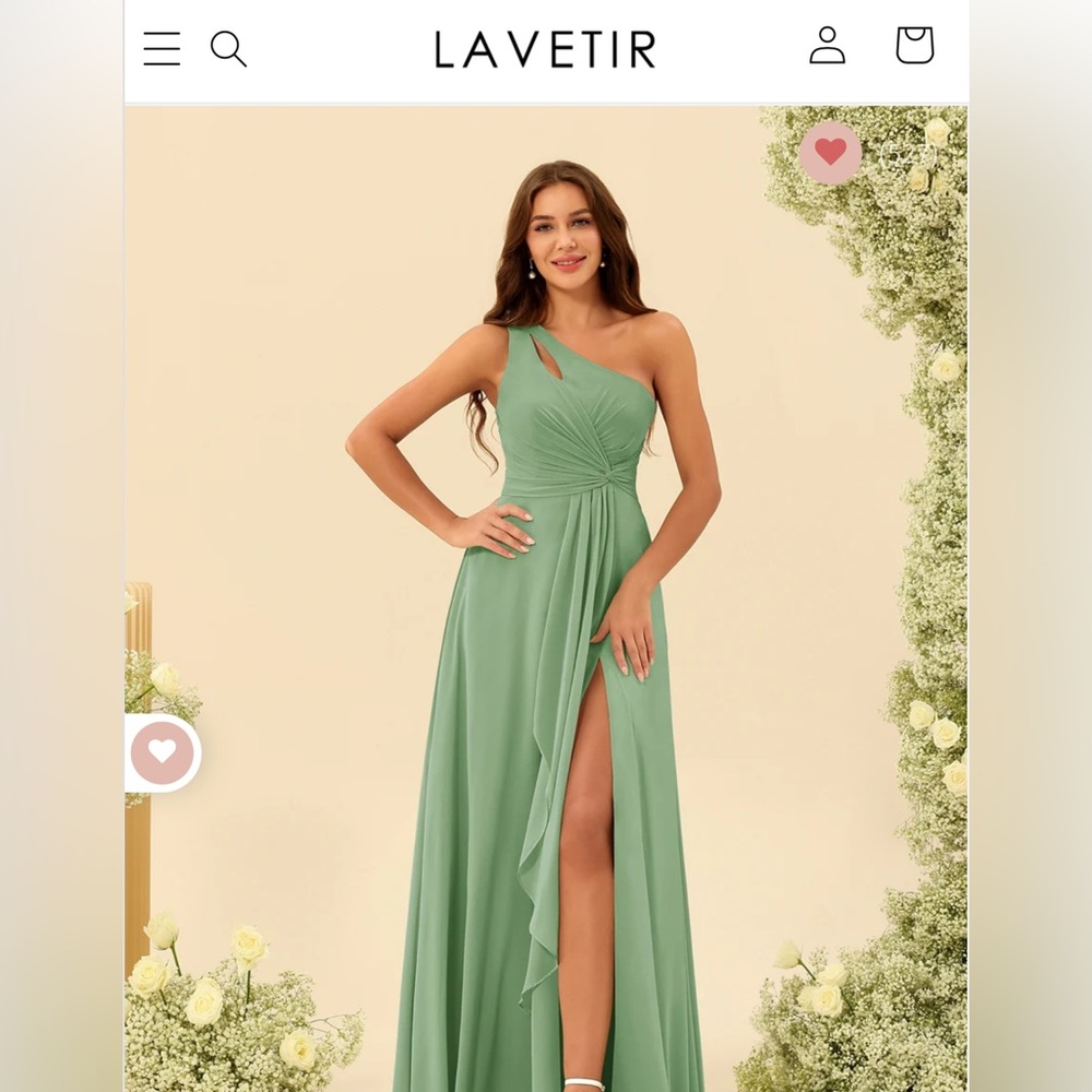 Green One-Shoulder Ruched Gown for Weddings